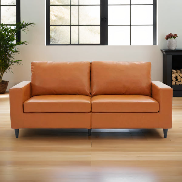 Garnet Leather Two Seater Sofa
