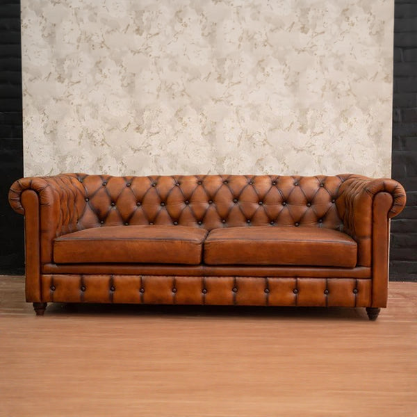 Christopher Leather Chesterfield Two Seater Sofa