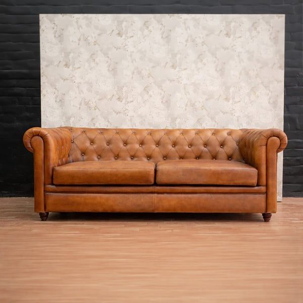 Edward Leather Chesterfield Two Seater Sofa