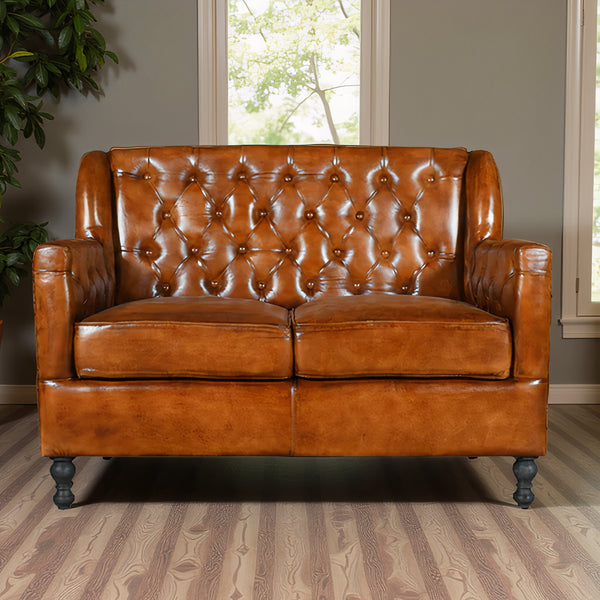 Roslin Leather Chesterfield Two Seater Sofa