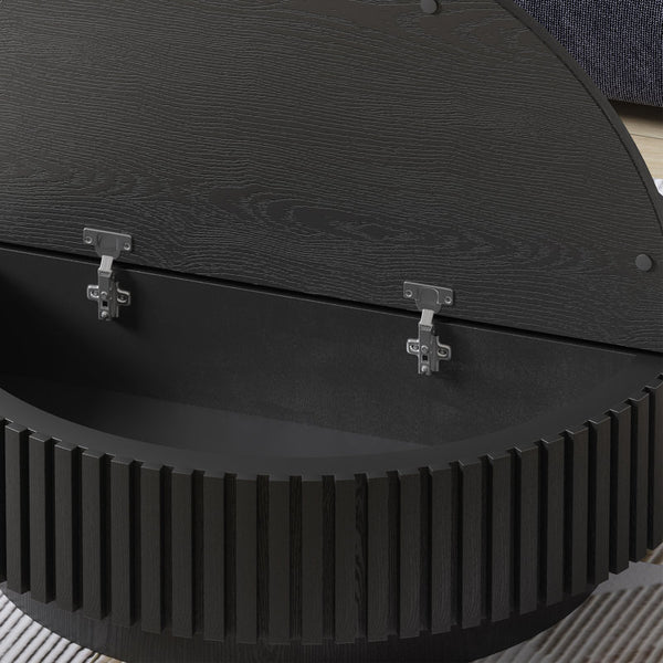 31.5" Modern Round Coffee Table,Wood Coffee Table with Storage for Living Room