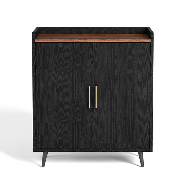 31.5''×19'' Mid-Century Style Home Bar Cabinet With Doors, Indoor Mini Bar With Storage For Living Room & Office, Wooden Bar Stand With Wine Rack, Buffet Cabinet For Kitchen & Dining Room