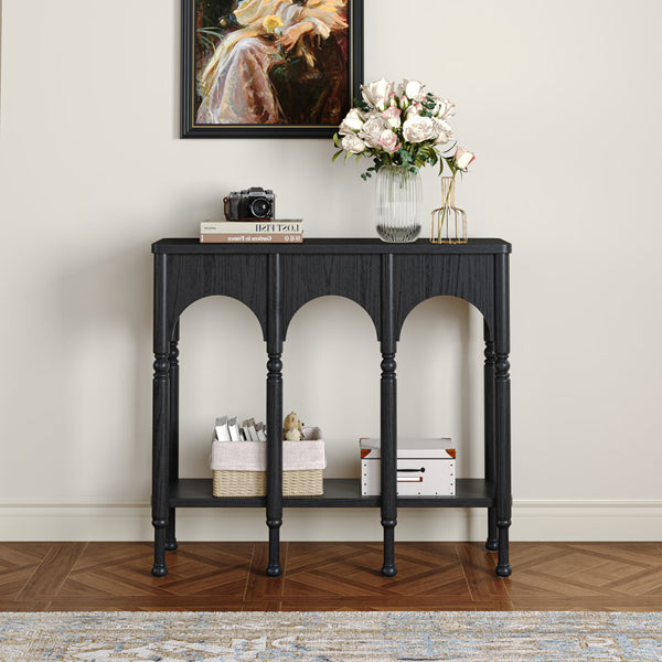 39" Solid Wood Console Table With Arch Design