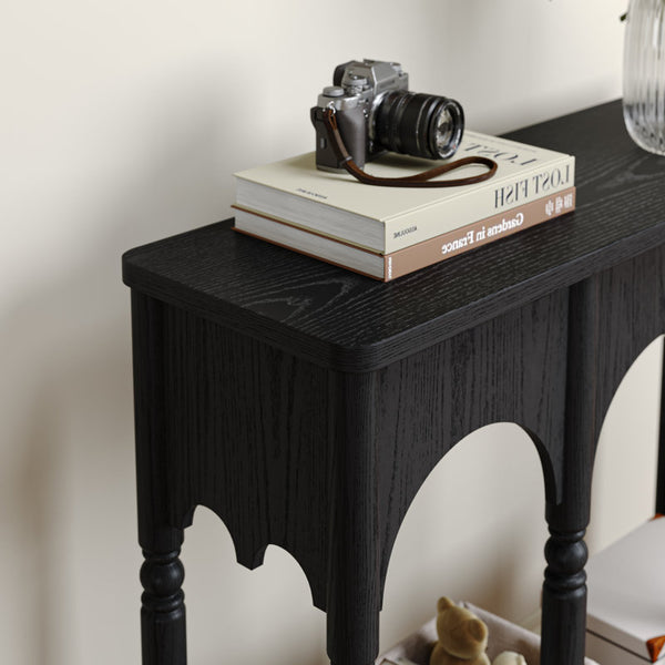 39" Solid Wood Console Table With Arch Design