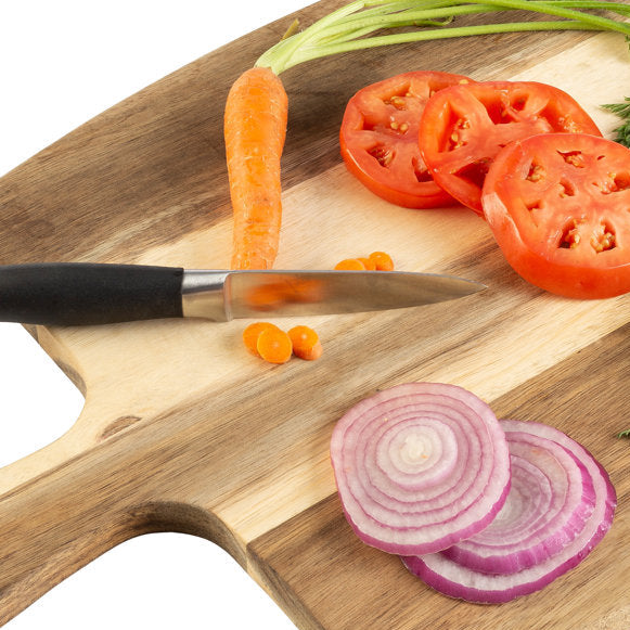 3pc Acacia Wood Cutting Board Set with Handles - for Chopping, Prepping, Serving, and Charcuterie