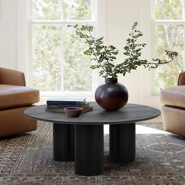 40" Drum With 3 Legs Pedestal Round Coffee Table