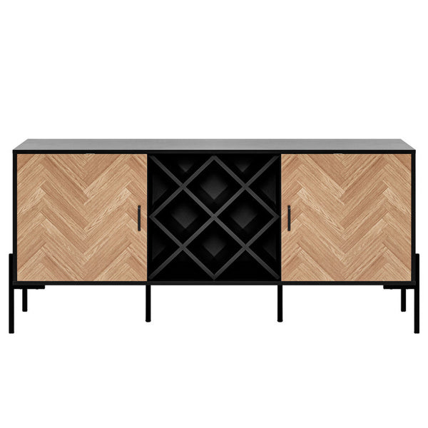 63" Wine Bar Cabinet with Wine Racks and 2 Side Cabinets