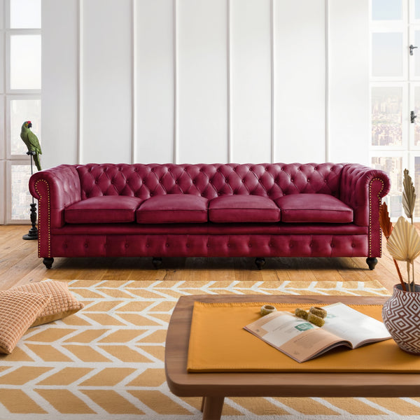 Fionna Leather Chesterfield Four Seater Sofa