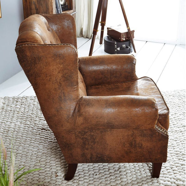 Wing chair 102x93x102 brown CHESTERFIELD