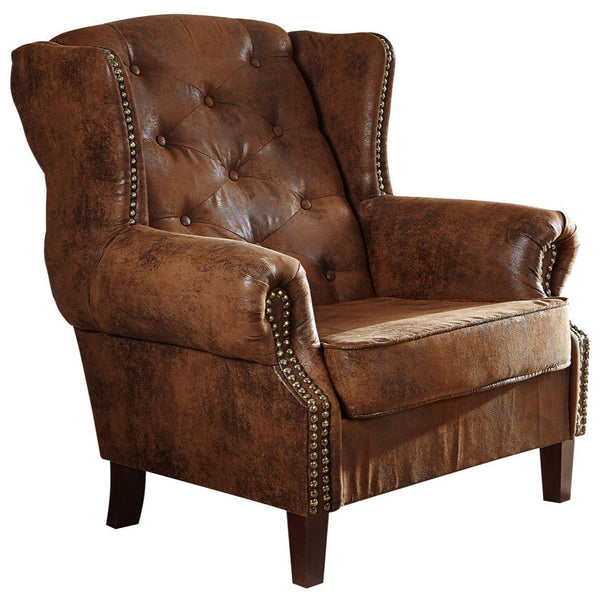 Wing chair 102x93x102 brown CHESTERFIELD