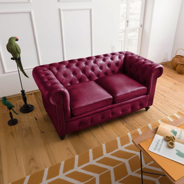 Fionna Leather Chesterfield Two Seater Sofa