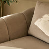 Genevieve champagne velvet 3 seater sofa with wooden leg