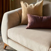 Genevieve champagne velvet 3 seater sofa with wooden leg
