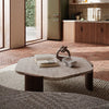 Wabi-sabi Style Travertine Top Solid Ash Legs Coffee Tables Modern Beside Table for Living Room