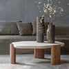 Wabi-sabi Style Travertine Top Solid Ash Legs Coffee Tables Modern Beside Table for Living Room