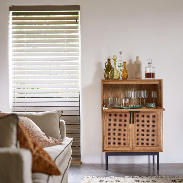 La Redoute Intérieurs Oak Waska Oak & Cane Bar Cabinet