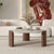 Wabi-sabi Style Travertine Top Solid Ash Legs Coffee Tables Modern Beside Table for Living Room