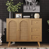 Aimani 37.4'' Sideboard, Buffet Cabinet with Door and 3 Drawers, Rattan Floor Storage Cabinet for Dining Room, Living Room