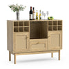 Akseli 43.3" Bar Cabinet, Rattan Sideboard Buffet Liquor Cabinet with Wine Racks for Home