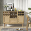Akseli 43.3" Bar Cabinet, Rattan Sideboard Buffet Liquor Cabinet with Wine Racks for Home