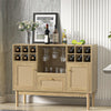 Akseli 43.3" Bar Cabinet, Rattan Sideboard Buffet Liquor Cabinet with Wine Racks for Home