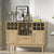 Akseli 43.3" Bar Cabinet, Rattan Sideboard Buffet Liquor Cabinet with Wine Racks for Home