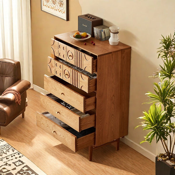 Antique 5 drawers solid wood cherry Accent Chest