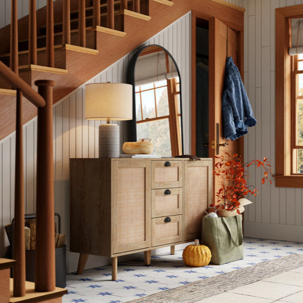 Atwood 3 - Drawer 2 - Door Accent Nature Rattan Cabinet