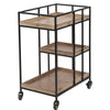 Pacific Natural Brown Wood Veneer and Metal Bar Trolley