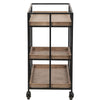 Pacific Natural Brown Wood Veneer and Metal Bar Trolley