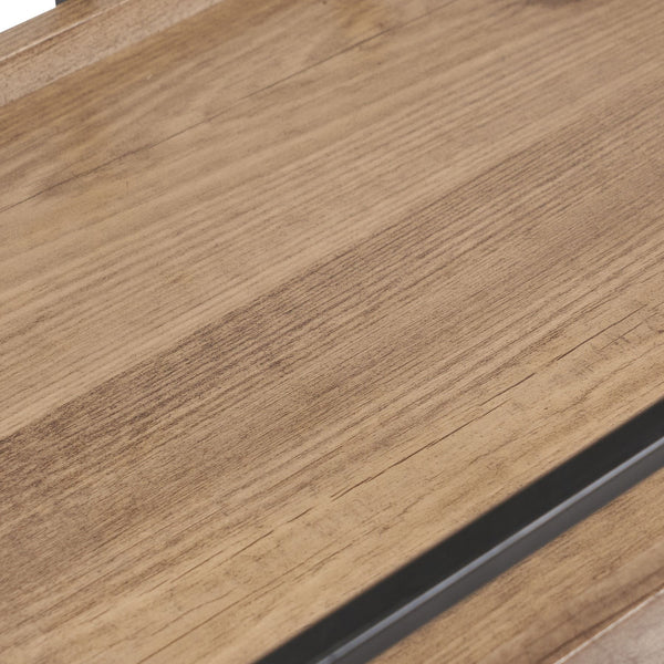 Pacific Natural Brown Wood Veneer and Metal Bar Trolley