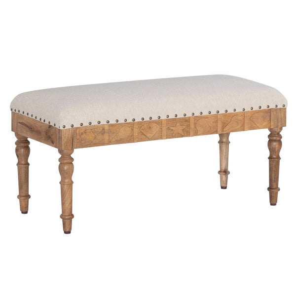 Barlow Upholstered Wood Seashell Entryway Bench
