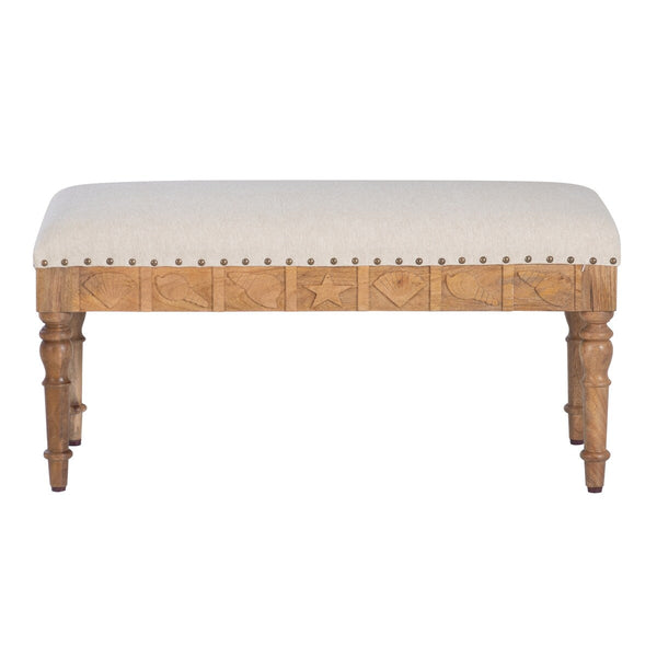 Barlow Upholstered Wood Seashell Entryway Bench