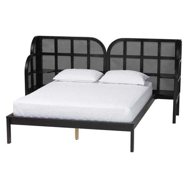 Baxton Studio Cascadia Mid-Century Modern Ebony Wood Wingback Platform Bed
