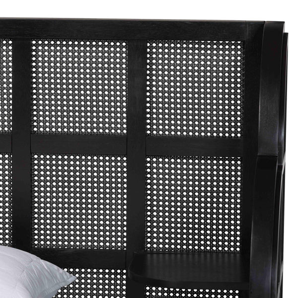 Baxton Studio Cascadia Mid-Century Modern Ebony Wood Wingback Platform Bed