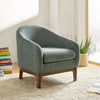 Berklie Modern Boucle Barrel Chair with Solid Wood Legs