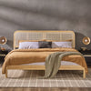Boho Curved Rattan Headboard King Bed