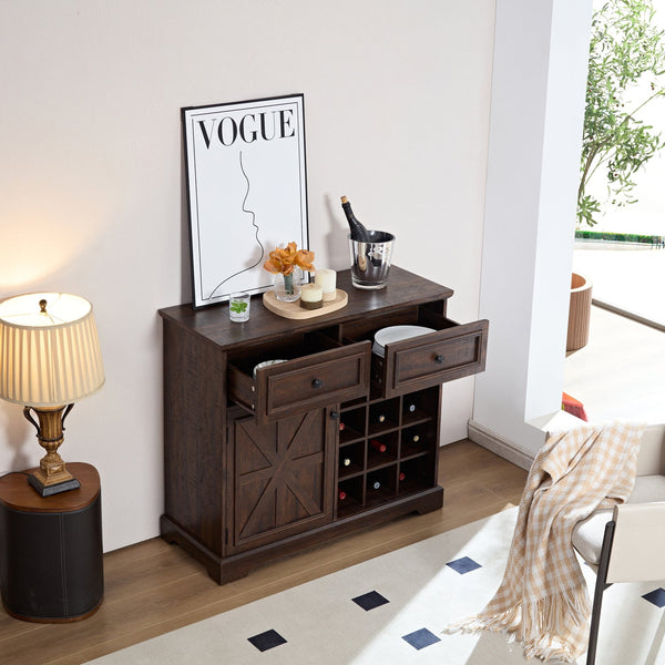 Buffet Cabinet with Storage Sideboard, Wine Bar Cabinet with Removable Wine Racks, Coffee Bar Cabinet with Adjustable Shelf