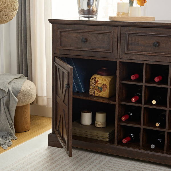 Buffet Cabinet with Storage Sideboard, Wine Bar Cabinet with Removable Wine Racks, Coffee Bar Cabinet with Adjustable Shelf