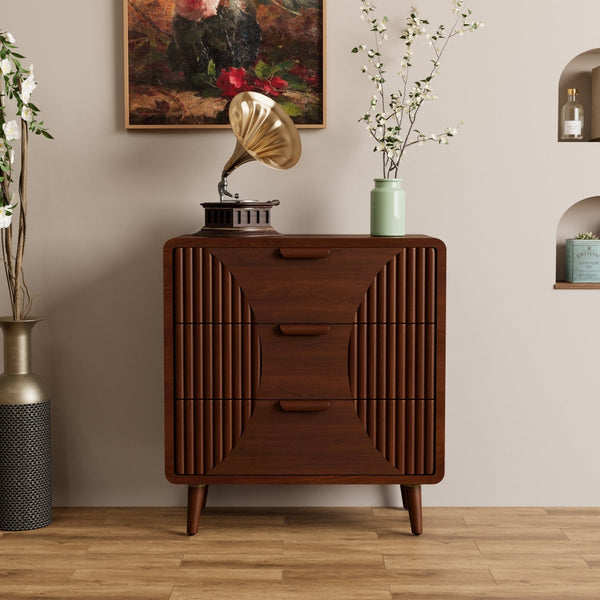 COSIEST Modern Brown End Table with Drawers