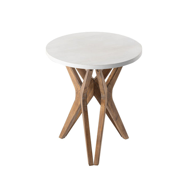 COZAYH Pedestal Farmhouse End Table, Distressed Top with Base for Modern Farmhouse, Boho Decor, Round