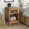 COZAYH Retro Rustic Nightstand Solid Fir End Table Side Table with Hand Carved Front and Open Shelf for Boho, Farmhouse