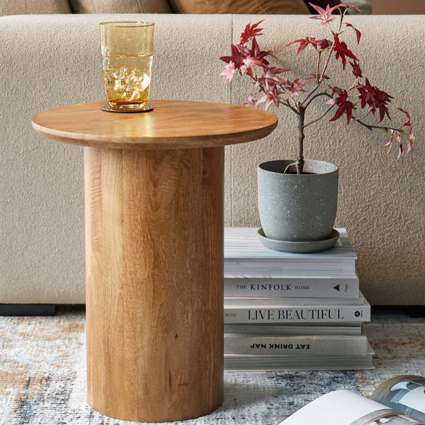 Cara light mango wood side table