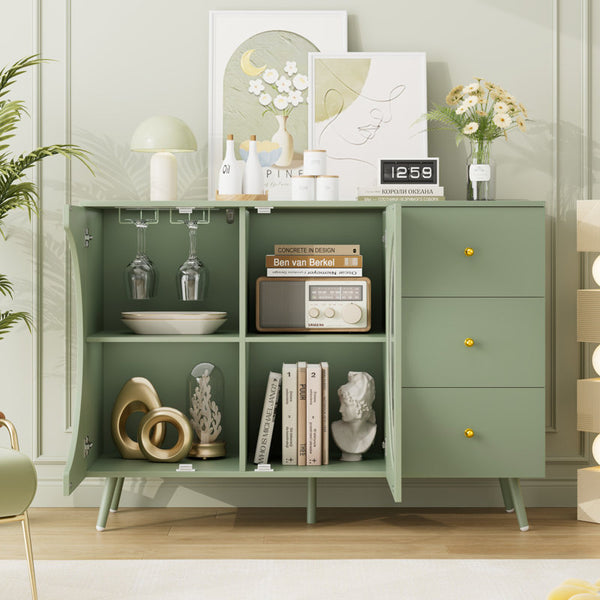 Chanyah 47.2" W Kitchen Sideboard with 3 Drawers & Wine Glass Holder