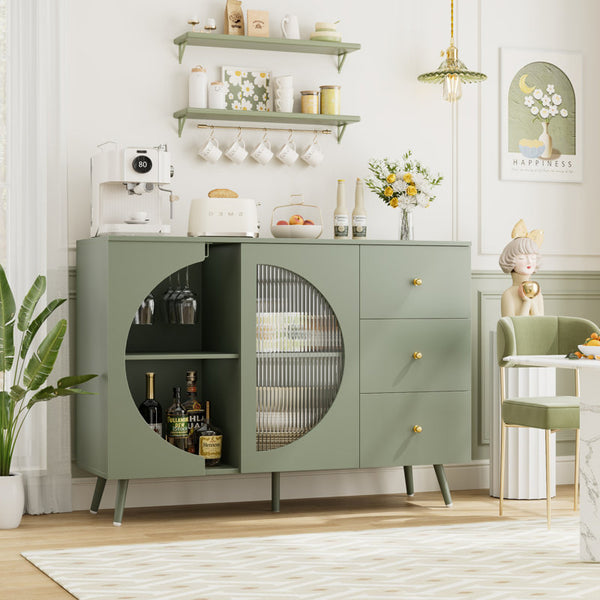 Chanyah 47.2" W Kitchen Sideboard with 3 Drawers & Wine Glass Holder