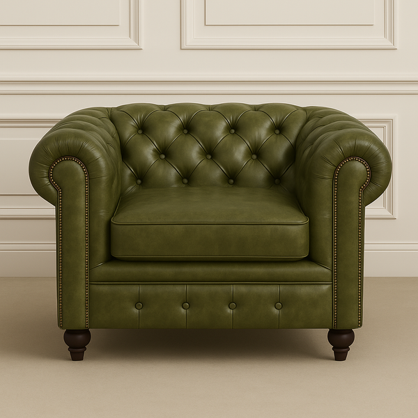Joss Leather Chesterfield Single Seater Sofa