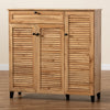 Coolidge Modern Shoe Storage Wood Cabinet with Drawer-Oak Brown