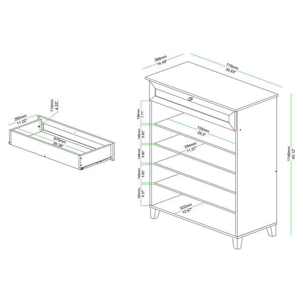 Coolidge Modern & Contemporary 5-Shelf Wood Shoe Storage Cabinet