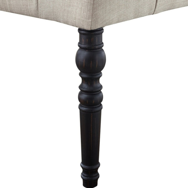 Copper Grove Sens Tufted Tan Fabric Dining Bench with Turned Legs