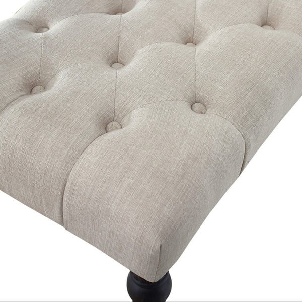 Copper Grove Sens Tufted Tan Fabric Dining Bench with Turned Legs